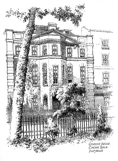 Casa de la Reina, Cheyne Walk, Chelsea, Londres, 1912 de Frederick Adcock