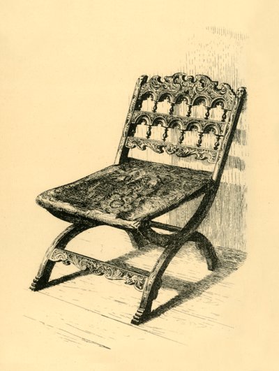 Silla plegable, madera de nogal, siglos XVI-XVII, 1881 de Frederick Albert Slocombe