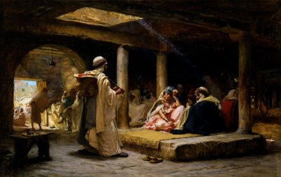 Café en Biskra, Argelia, 1884 de Frederick Arthur Bridgman