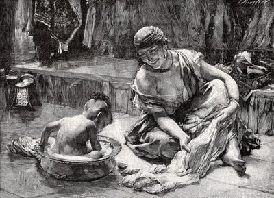 Baño del Niño, Egipto de Frederick Arthur Bridgman