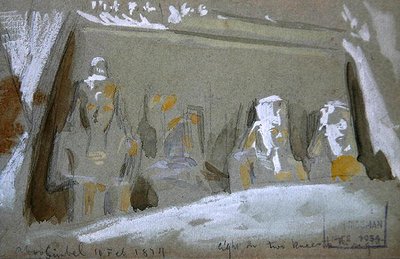 Cuatro estatuas colosales de Ramsés II en el Gran Templo de Abu Simbel de Frederick Arthur Bridgman