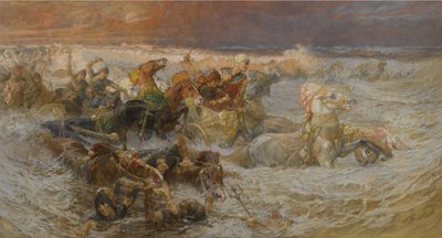 El ejército del faraón engullido por el Mar Rojo de Frederick Arthur Bridgman