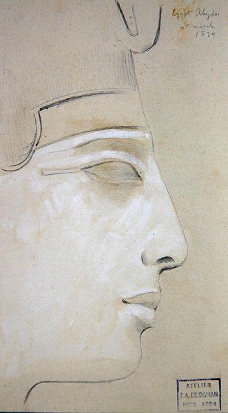 Estudio de un Relieve de un Perfil de Seti I en el Templo de Seti I, Abydos de Frederick Arthur Bridgman