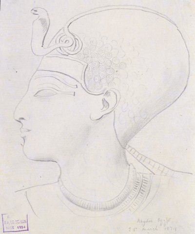 Estudio de un relieve de la cabeza de Seti I (1394-1279 a.C.) en el templo de Seti I, Abydos, 1874 de Frederick Arthur Bridgman