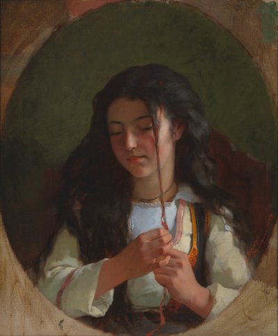 Estudio de una joven, Pont Aven de Frederick Arthur Bridgman