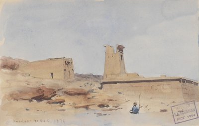 El Templo de Dendur, mostrando el pilón y la terraza, 1874 de Frederick Arthur Bridgman