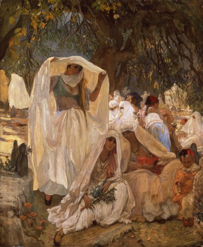 Mujeres de Blidah en el día del Profeta, Argelia de Frederick Arthur Bridgman