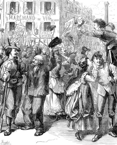 Defensa de París: estudiantes yendo a las barricadas, Guerra Franco-Prusiana de Frederick Barnard