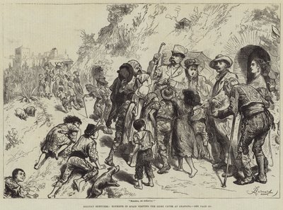 Bocetos de vacaciones, turistas en España visitando las cuevas gitanas en Granada de Frederick Barnard