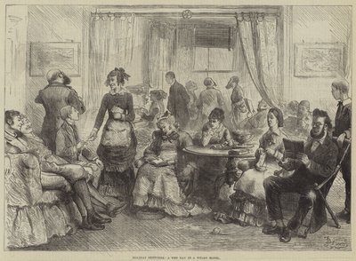 Bocetos de vacaciones, un día lluvioso en un hotel galés de Frederick Barnard
