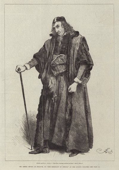 El Sr. Henry Irving como Shylock, en El mercader de Venecia, en el Teatro Lyceum de Frederick Barnard