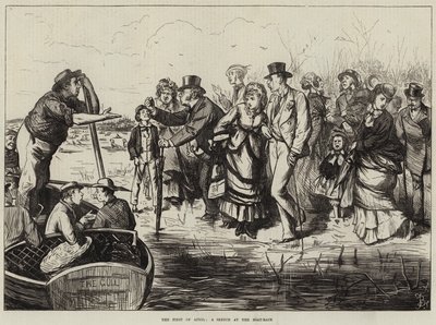 El primero de abril, un boceto en la carrera de botes de Frederick Barnard