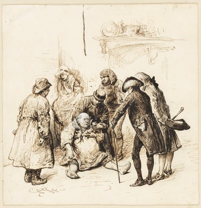 Dos Caballeros Ayudando a un Borracho de Frederick Barnard