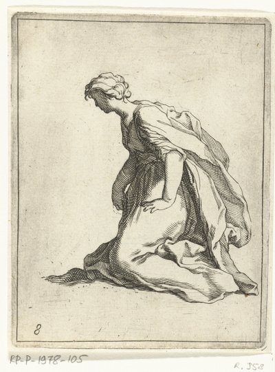 Mujer joven arrodillada 15 figuras pequeñas (título de la serie) de Frederick Bloemaert
