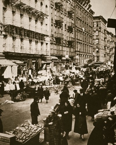 Mercado callejero en Orchard Street, Lower East Side, Nueva York, EE.UU., principios de 1930s de Frederick Bradley