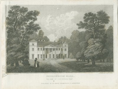 Chillington Hall: grabado, nd [1830] (impresión) de Frederick Calvert