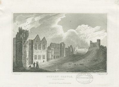 Castillo de Dudley - El Torreón: grabado en acero de Frederick Calvert