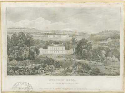 Etruria Hall: grabado, nd [c 1830] de Frederick Calvert