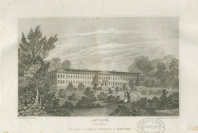 Stafford - Asilo: grabado, nd [c 1830] de Frederick Calvert