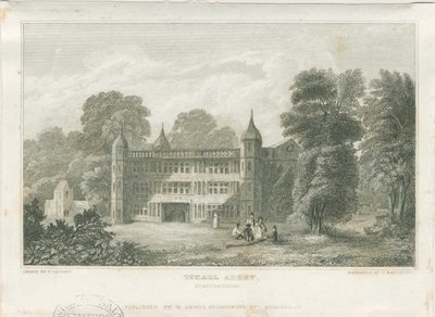 Tixall Hall - Casa de la Puerta: grabado de Frederick Calvert