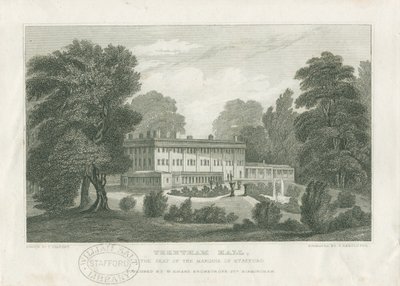 Trentham Hall: grabado, nd [c 1830] de Frederick Calvert