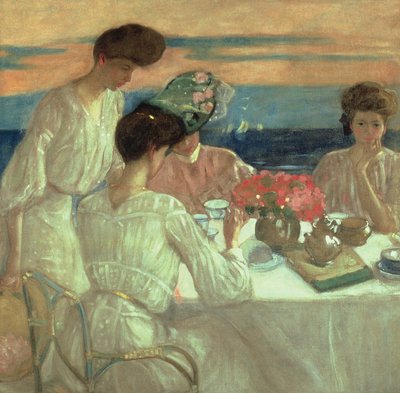 Té de la tarde en la terraza de Frederick Carl Frieseke