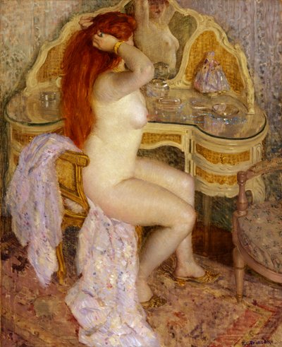 Desnudo sentado en su tocador, 1909 de Frederick Carl Frieseke