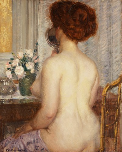 Mujer en una Mesa de Tocador de Frederick Carl Frieseke