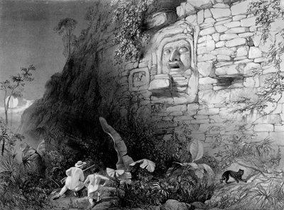 Cabeza de Itzam Na, Izamal, Yucatán, México, 1844 de Frederick Catherwood