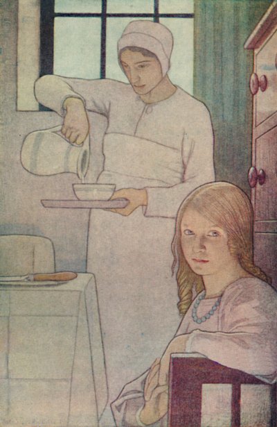 Lois y su niñera. De Un libro de santos cuáqueros. L. V. Hodgkin., 1923 de Frederick Cayley Robinson