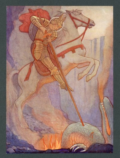San Jorge, siglo IV, Fiesta del 23 de abril (litografía en color) de Frederick Cayley Robinson