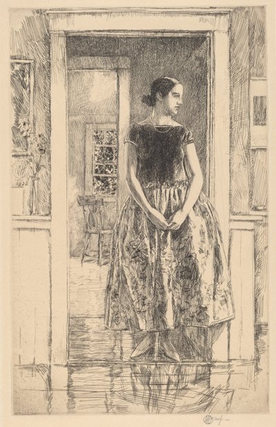 Chica con un vestido moderno de Frederick Childe Hassam