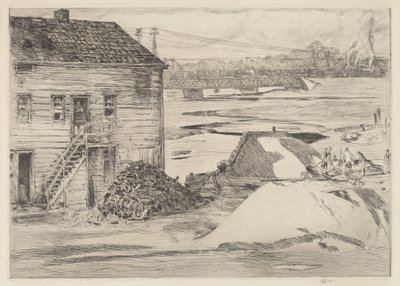 Marea baja, puente de Cos Cob, 1915 de Frederick Childe Hassam
