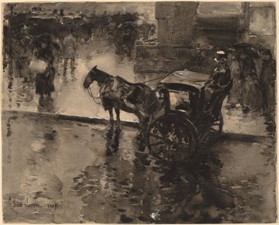 La marea alta en la avenida, probablemente 1890 de Frederick Childe Hassam