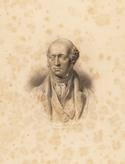 Retrato busto del artista Sir Thomas Lawrence. Grabado por Frederick Christians Lewis después de una ilustración de Sir Thomas Lawrence del Cabinet of Gems de P.G. Patmore, Ackermann, Londres de Frederick Christian Lewis