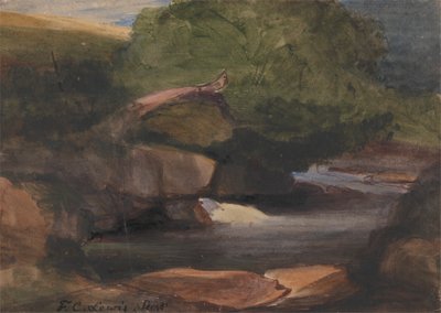 Árboles y un arroyo rocoso de Frederick Christian Lewis the Elder