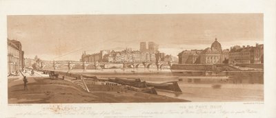 Vista de Port Neuf, parte del Louvre, Notre Dame y el Colegio de las Cuatro Naciones, 1803; lámina 7 de Vistas de París, calco del volumen Emanuel de la lámina B1981.25.2616 de Frederick Christian Lewis the Elder