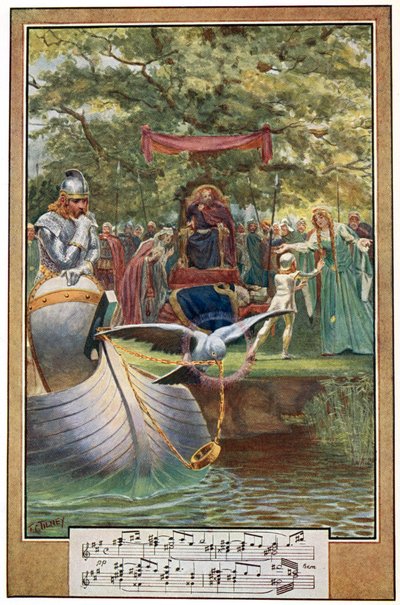 La salida de Lohengrin, ilustración de "Wagner