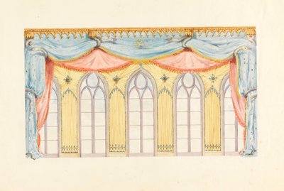 Dibujo, Decoración de ventanas, probablemente para la pared este de la sala de música, Royal Pavilion, Brighton, 1820 de Frederick Crace