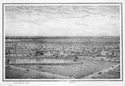 Esplanade Row y mezquita, panorama de Calcuta, India, c. 1840s de Frederick Fiebig