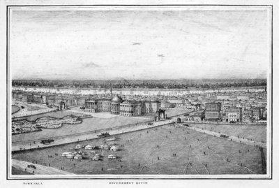 La Casa de Gobierno y el Ayuntamiento, Calcuta, India, c. 1840s de Frederick Fiebig