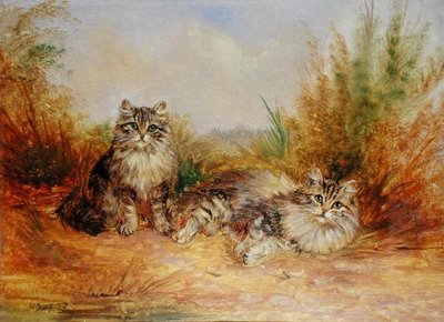 Dos gatitos atigrados en un paisaje rural de Frederick French