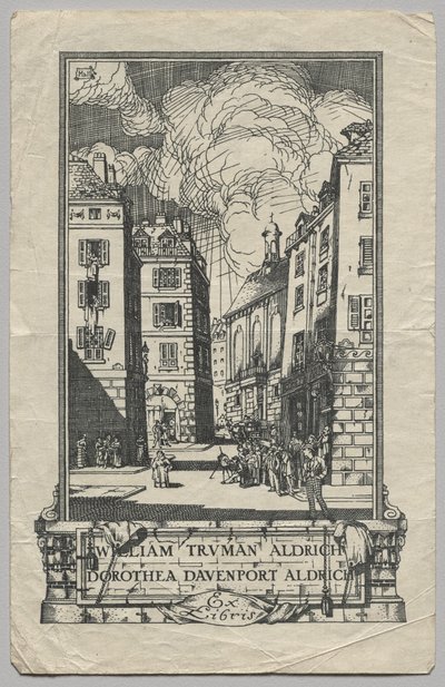 Exlibris: William Truman Aldrich y Dorthea Davenport Aldrich, Ex Libris inscrito de Frederick Garrison Hall