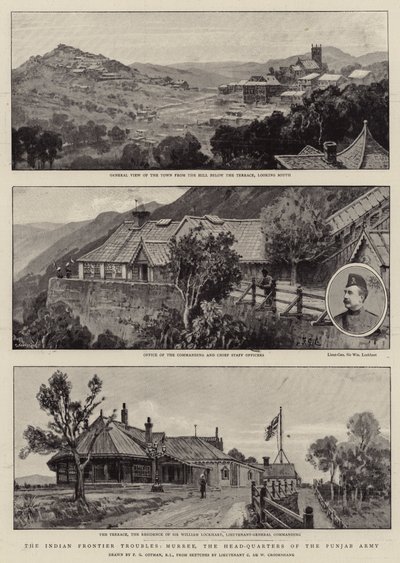Los problemas de la frontera india, Murree, el cuartel general del ejército de Punjab de Frederick George Cotman