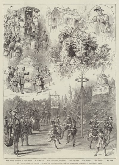 Feria al Fresco y Fiesta Floral, para el Hospital Grosvenor para Mujeres y Niños, en el Albert Hall de Frederick George Kitton