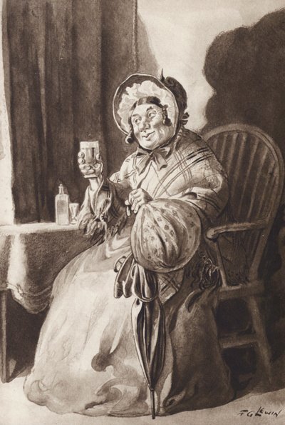 Sra. Gamp de Martin Chuzzlewit, de Charles Dickens (huecograbado) de Frederick George Lewin