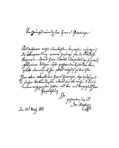 Carta de Francis Joseph Haydn a Herr von Griesinger, 1803-1865 de Frederick George Netherclift