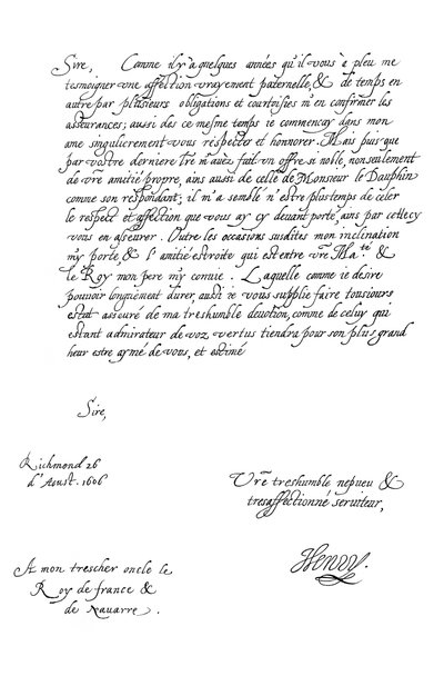 Carta de Enrique Federico, Príncipe de Gales, al Rey Enrique IV de Francia, 1606, 1865 de Frederick George Netherclift
