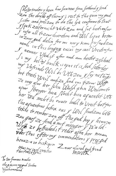 Carta de María Reina de Escocia a Sir Francis Knollys, 1568, 1865 de Frederick George Netherclift