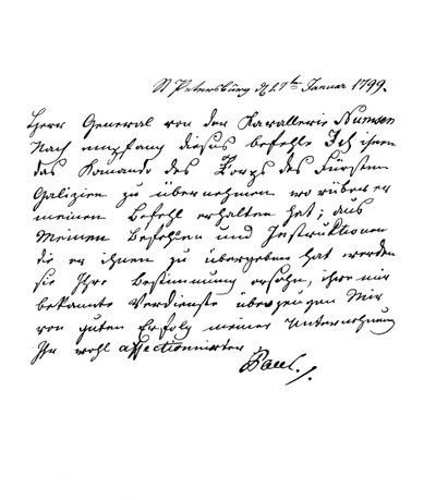 Carta de Pablo I, Emperador de Rusia, al General Numsen de Frederick George Netherclift